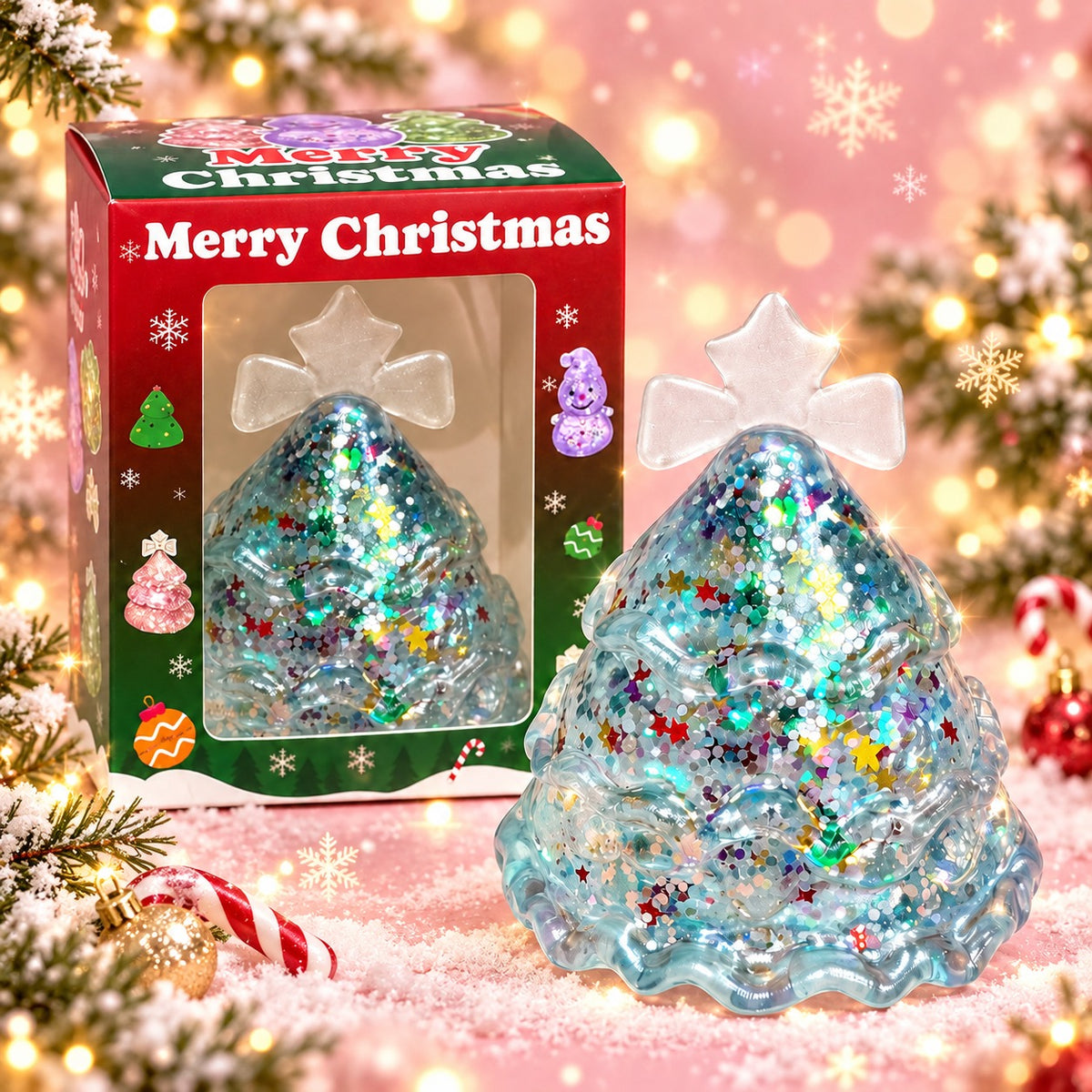Glitzer Weihnachtsbaum Squishy – Blau