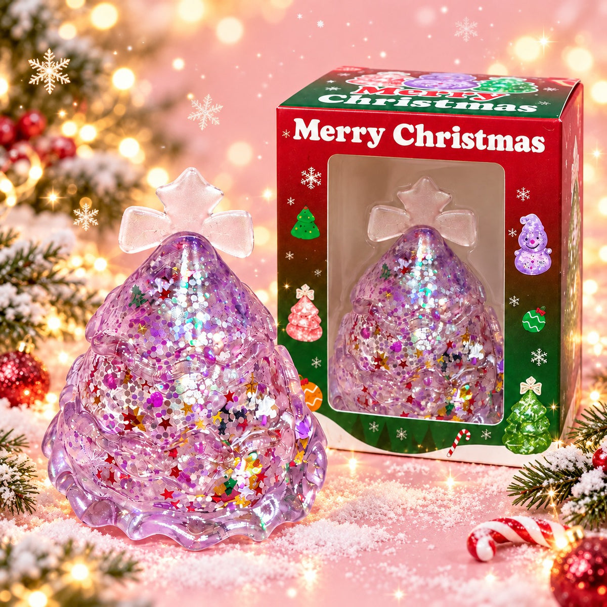 Glitzer Weihnachtsbaum Squishy – Lila