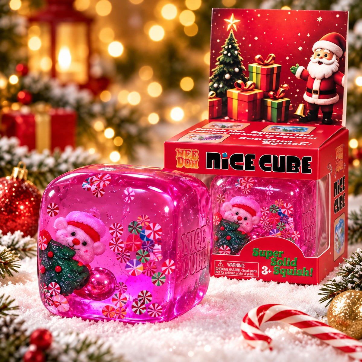 Nice Cube Squishy – Weihnachtsedition pink